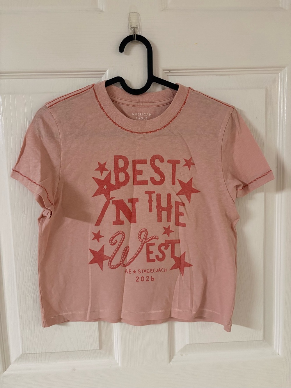 NEW stagecoach American Eagle Pink Short Sleeve Graphic Tee
